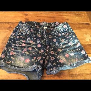 Girls denim floral shorts